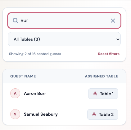 Mobile guest seat search screen preview