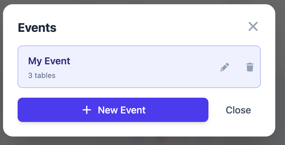 Adding a new event in Seat the Party