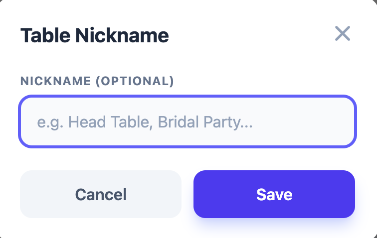 Table with nickname